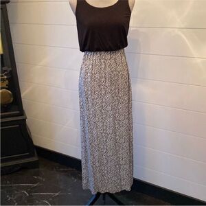 LOFT Black and White Smocked Maxi Dress